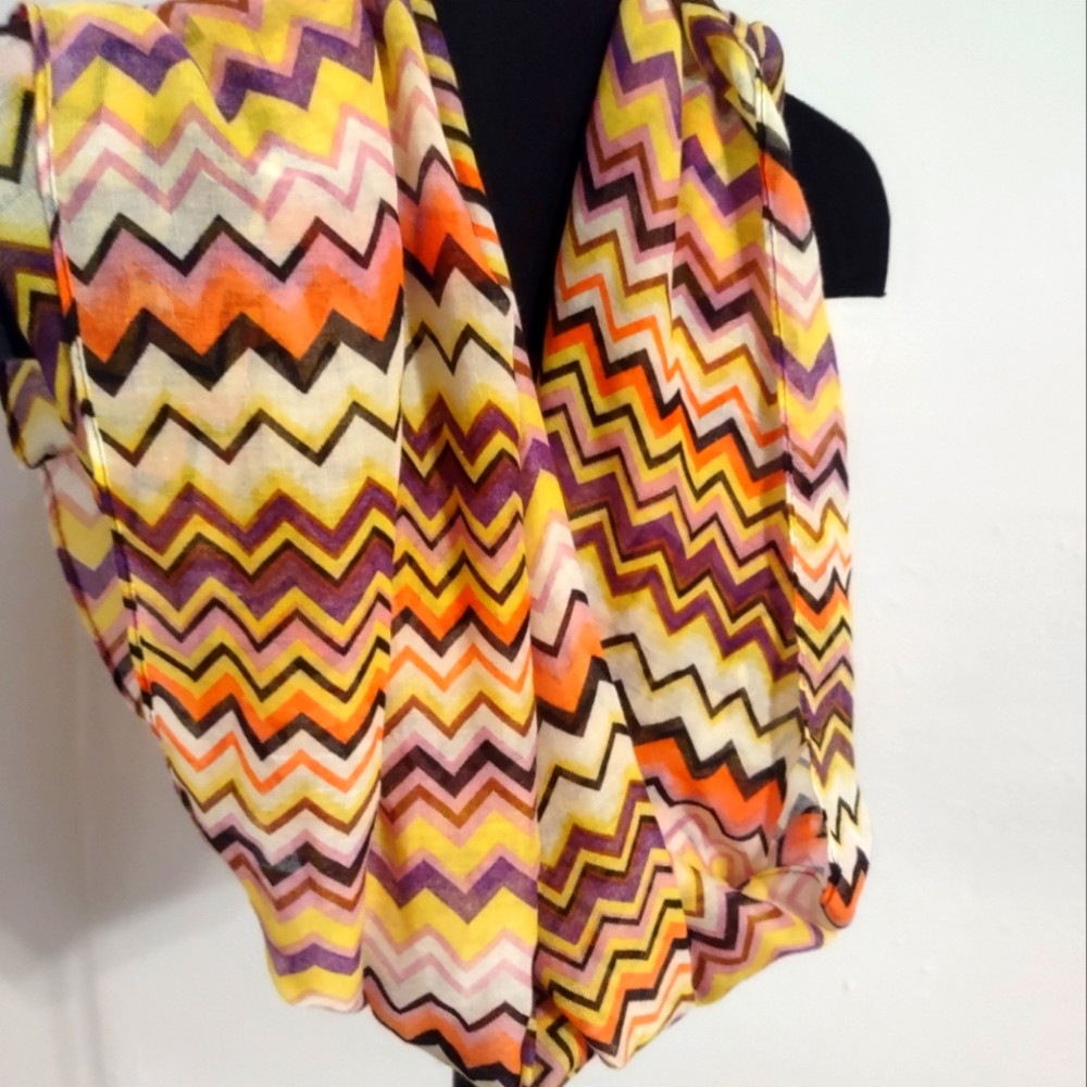 Bright and vibrant chevron shawl or infinity scarf